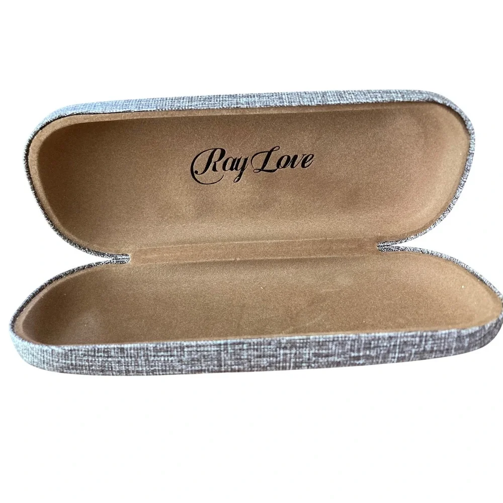 Ray Love Hard Shell Eyeglass Case Set 2pc  Beige Grey Minimalist Neutral tones